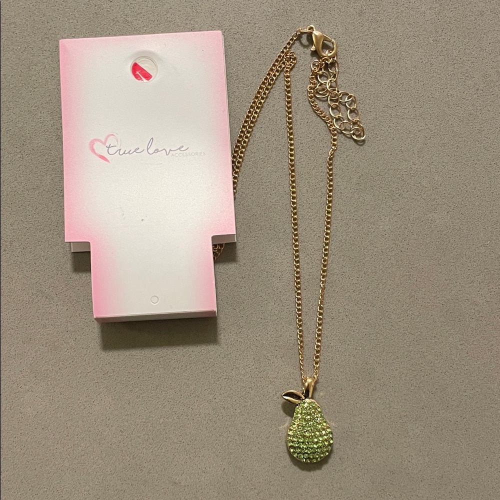 Gold and Green Pear Pendant Necklace